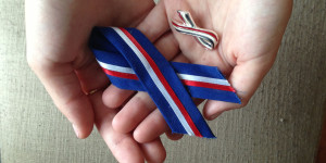 The ribbons we wore to honor the victims of 9/11 when I was in first grade.