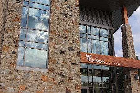 The entrance to The Timbers, the new recreation center in Eureka, Sept. 8.