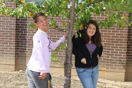 Nick Hoeflinger and Katie Rippe (12) sport appropriate fall fashion with long sleeves, pants and even a jacket, Oct. 10.