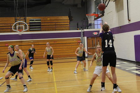 Mallory Proffer puts up a shot from the corner at practice, Dec. 5.