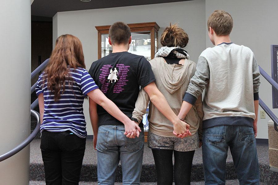 Brittney Blunt (11), Kyle Anderson (12), Sarah Lockwood (11) and Jake Kiczenski (9) stand united and proud of their sexuality 
