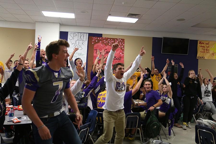 Seniors celebrate winning the lunch time activity, Oct. 1.