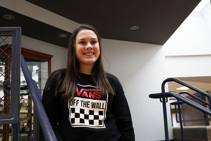 Emma DeCanti (9) in front of the new theater, Jan. 19.