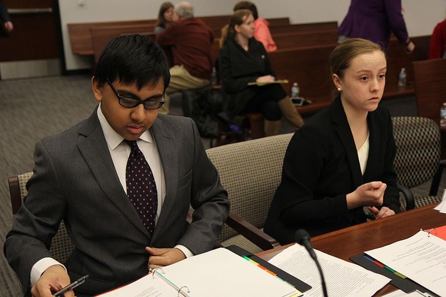 Rohan Rai (10)  and Sydney Ties (11) at a mock trial