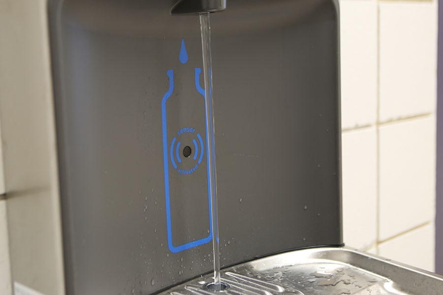 The new water fountain, purchased by StuCo, March 21.