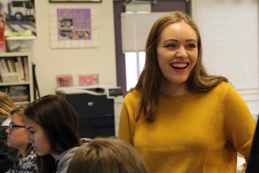 Sarah Myers leading students in her Yearbook class, Oct. 2