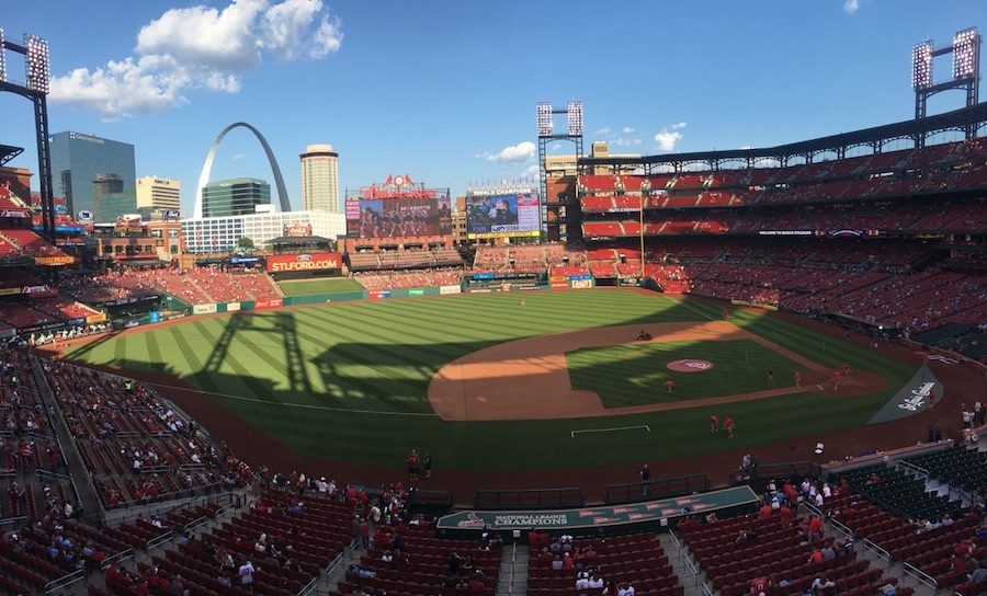 Fans gather at Busch Stadium to catch a Cardinals game, Sept. 9. 