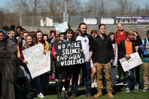 Students took to the stadium field to protest gun violence within schools, April 20. 