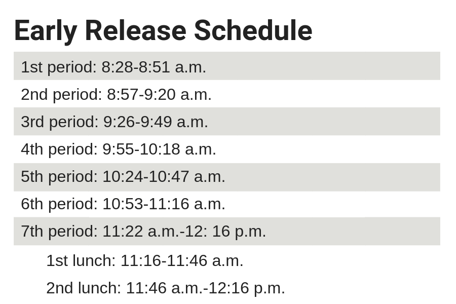 Early-Release Day Schedule