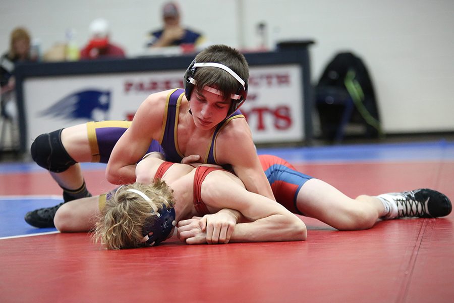 Ben Stubblefield (120) pins his opponent at Parkway South, Jan. 9. 