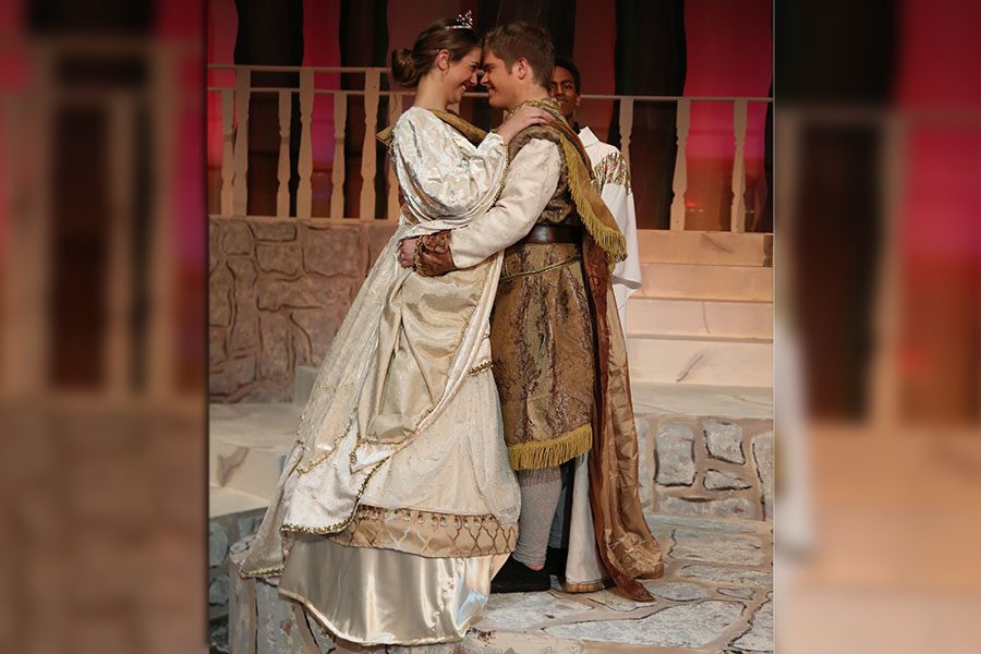 Slipper fitting, Aidan Vogel, Cinderella and Jack Myers, Prince Christopher, embrace during the wedding scene of etc…’s dress rehearsal of Rodgers and Hammerstein's “Cinderella,” Nov. 6, 2018. “I have been doing theatre for five years and never had a lead role. This is so much bigger than what I usually play,” Vogel said. “There is a lot more to work with and play with in this role. It is so much fun. I love being in theatre. The first five minutes of the production are complete nerves. But then muscle memory and adrenaline kick in and you're like, ‘Oh my god! I’m performing.’ You look around at the cast and you see they love it as much as you. It’s amazing. Cinderella’s whole character arc is about a girl who is in a bad situation, and she is using her imagination to get through it. She is trying to bring herself joy through all these situations she is imagining. Doing theatre is like that for me. I get to imagine myself as all these people.” Cinderella is playing Friday, Nov. 9, at 7 p.m. and Saturday, Nov. 10 at 2 p.m. 