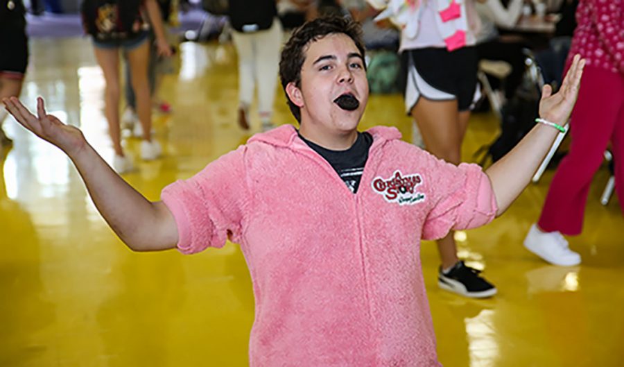 Jeremy Peters (11) celebrates a false-win in the spirit competition, Sept. 24. Peters had to start over after he thought he had one because he didnt follow the rules. 