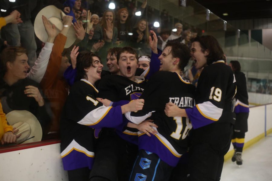 Excitement on his face, Patrick Markovitz (12) celebrates the teams winning of the Founders Cup at Queeny Park, Feb. 22.