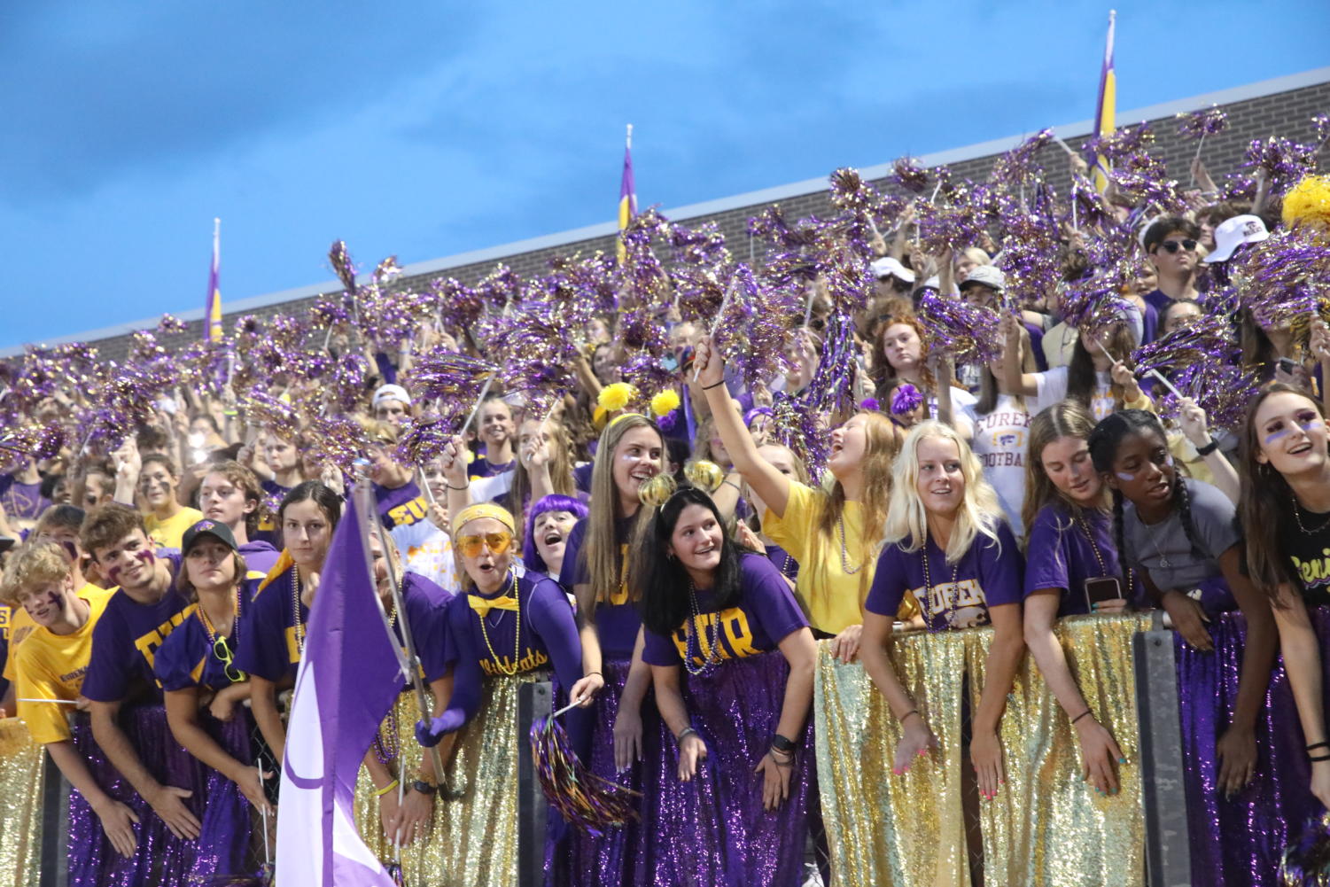 The Catpound cheers at the 2021 Homecoming football game, Oct. 1, 2021.