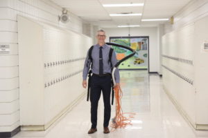 Head principal Cory Sink was spotted vacuuming classrooms in the language arts hallway, Sept. 14.
