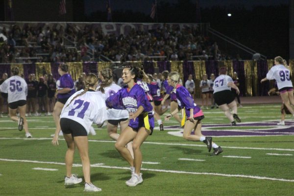 Ruby Copeland, 12, Plays defense in the 2023 Powderpuff game. 