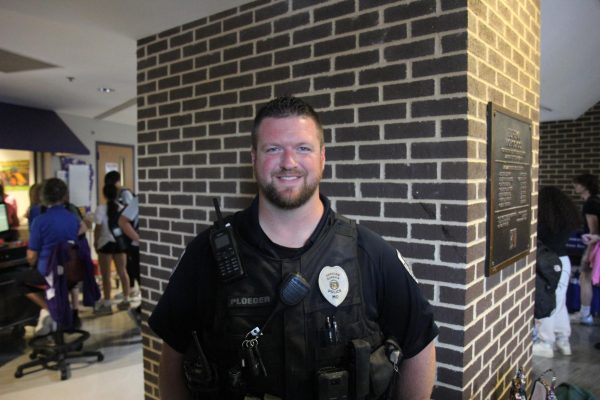 Part of his daily responsibilities, Officer Derek Ploeger supervises the lunch line. 