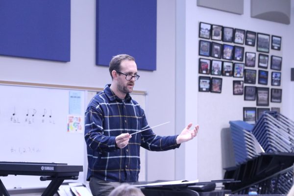 Band Director Brad Smelser conducts his band to one of their songs.
Photo courtesy of Adeline Stephens.